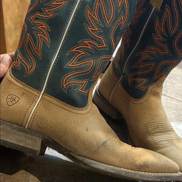 Ariat Men's Cowboy Boots - Tan and Blue - Picture 8 of 12
